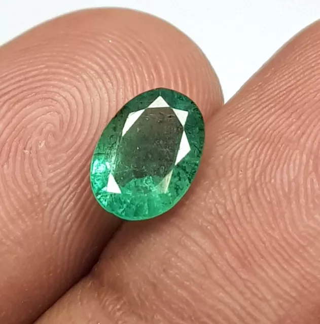 Oval Cut Natural Green Emerald 1.18 Ct. Certified Faceted Loose Gemstone Ring