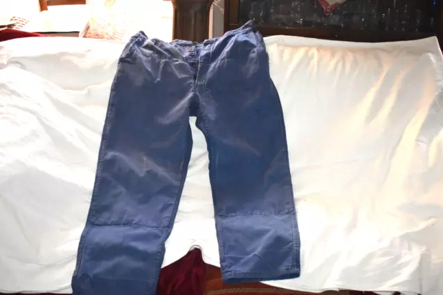 Vêtement ancien:pantalon de travail usagé coton bleu"UNIC"taille46