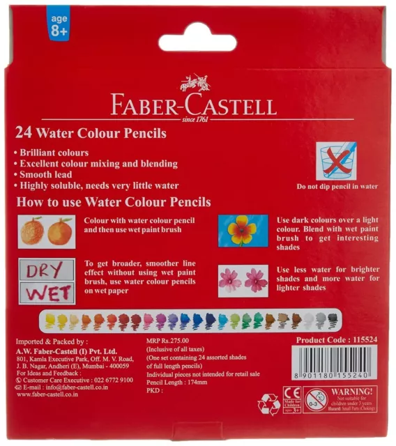 Faber-Castell Agua Color Lápices Con Pincel - Surtido - 24 Shade (1 Set) 2