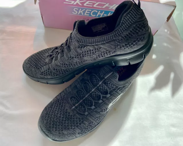 SKECHERS TRAINERS EMPIRE SHARP Thinking Black Charcoal Size 5.5 New With Box 28.00 PicClick UK