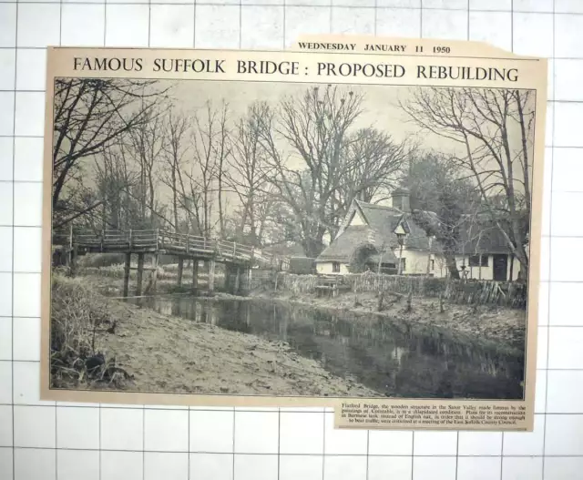 1950 Proposed Rebuilding Of Flatford Bridge, Stour Valley, Constable Fame