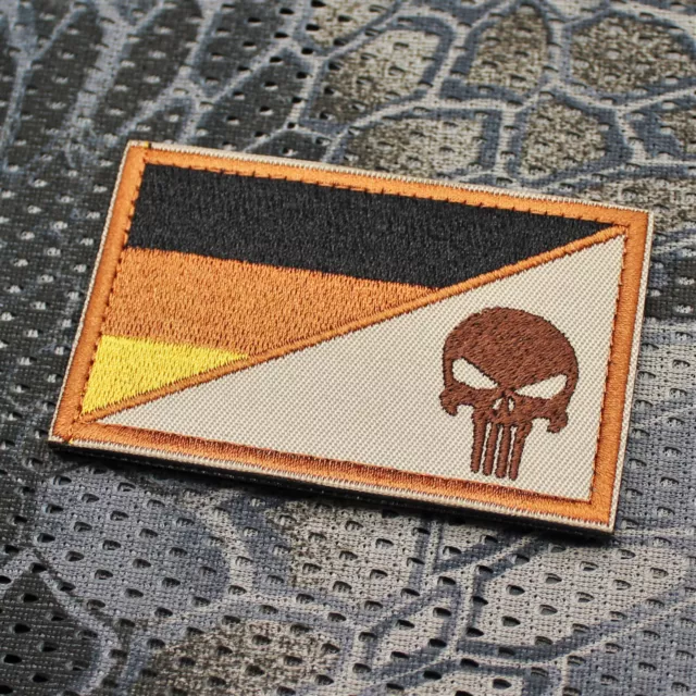 Aufnäher Punisher Patch Germany Coyote  Bundeswehr Flagge Morale  Klett Flausch