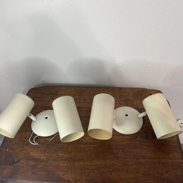 Pair Vintage Mid Century Modern Wall Light Swivel Cylinder  Sconces Brass