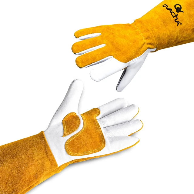 Men Women Forge Welding Gloves Safety Extra Long Sleeve Heat Resistant Cowhide G