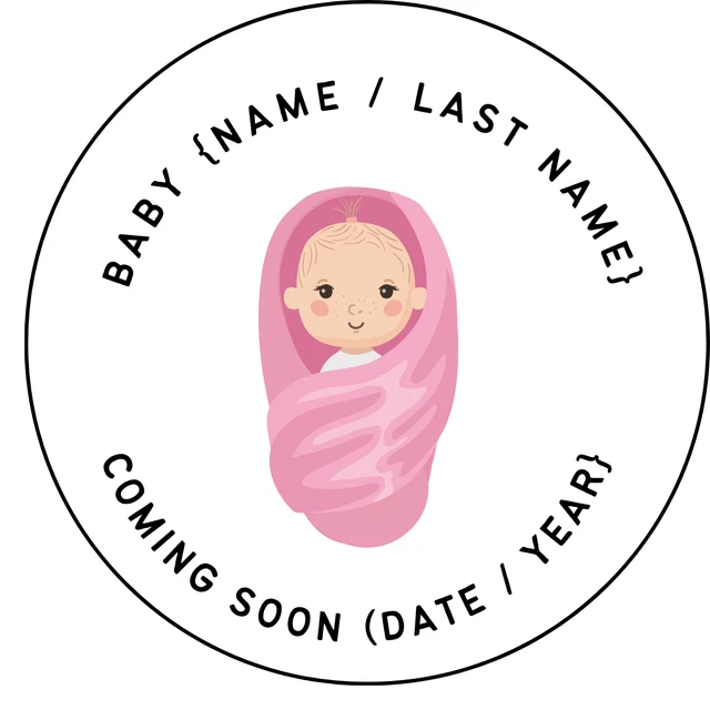 Baby Announcement Coming Soon Stickers / Envelope Seals (2 Sheets/50 Stickers)
