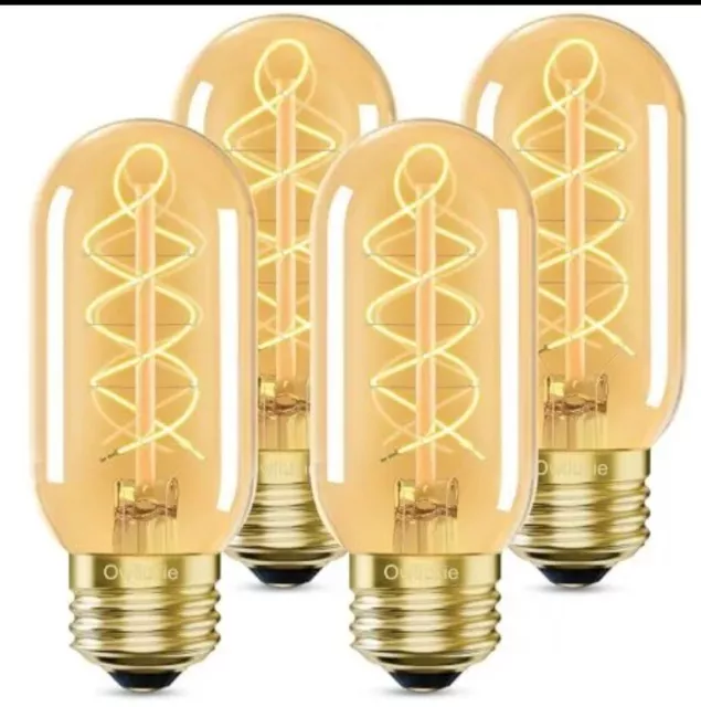 4 Pack Edison E26 LED Bulbs 60 Watt Equivalent T45 LED Bulb 6W Dimmable Amber