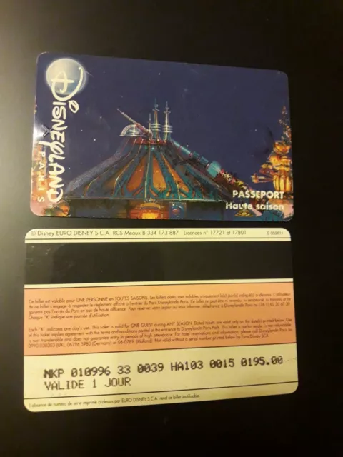 pass Euro Disney Disneyland Space Mountain 1996  verso haut s059611 TTB