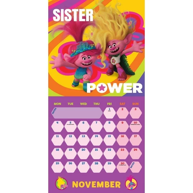 2025 CALENDAR TROLLS Band Together Square Wall Hanging Month to View