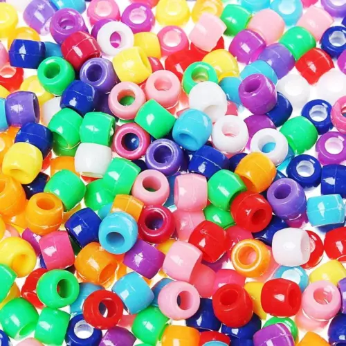 1200 Pcs Pony Beads Bulk, Multicolored Plastic Bracelet Round 6x8mm