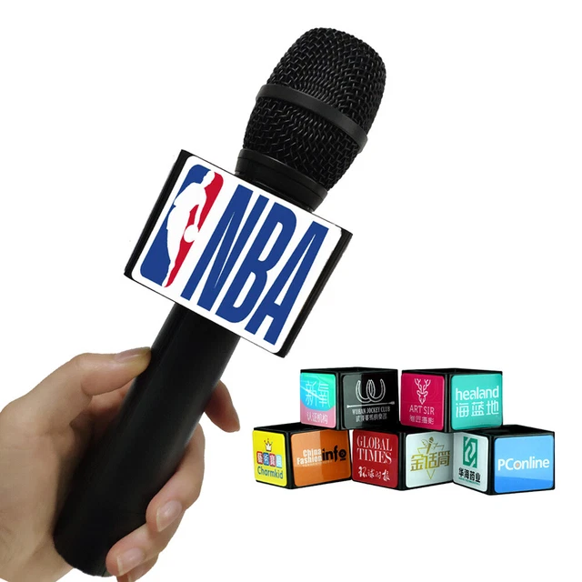 CUSTOM MIC LOGO Flag TV interview Microphone News Square Cube Sticker