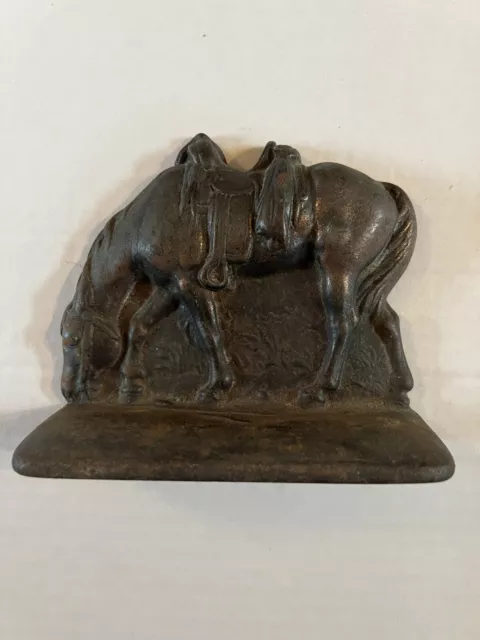 Vintage Antique Cast Iron Grazing Horse Doorstop Bookend Advertising Piece Rare