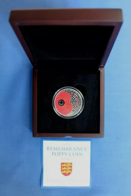 2017 Jersey Silver Proof £5 coin "Remembrance" in Case with COA