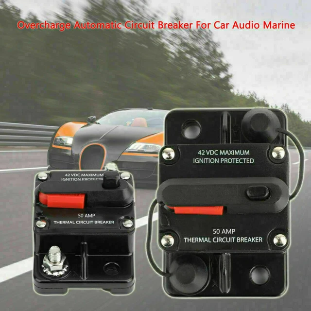 50 AMP AUTOMATIC Reset Fuse Overcurrent Circuit Breaker For Car Audio