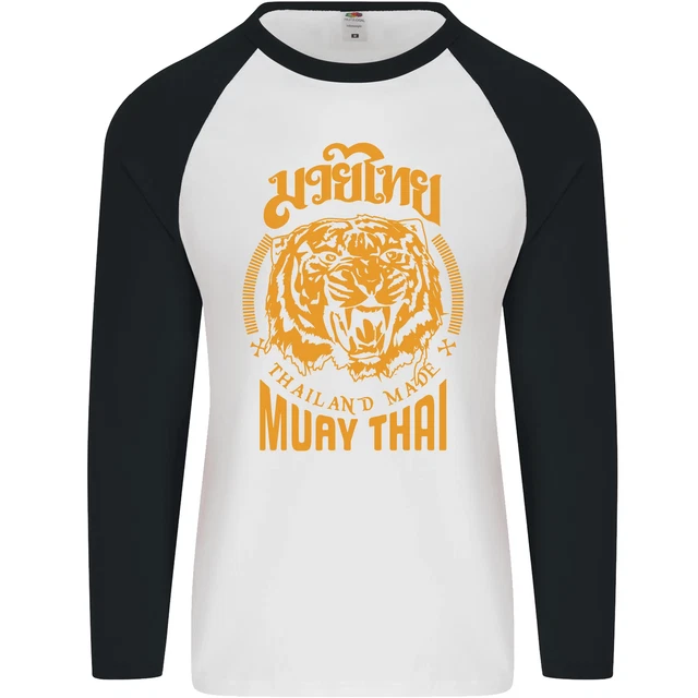 Muay Thai Fighter Warrior MMA Martial Arts Mens L/S Baseball T-Shirt