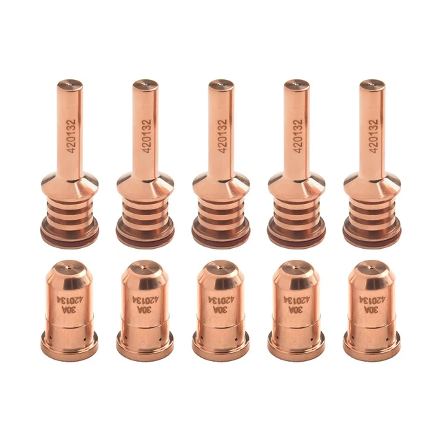 10Pcs 192048 Plasma Electrode + 10Pcs 192052 Nozzle Tip – Consumable Kit For Miller ICE-40T / ICE-40TM Torch