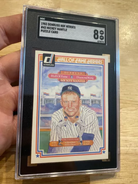 Mickey Mantle SGC 8 Donruss Puzzle Collector Card HIGH-END Yankees Man Cave 1983