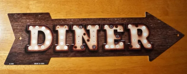 Rustic Diner Arrow Broken Marquee Light Sign Primitive Restaurant Home Decor NEW