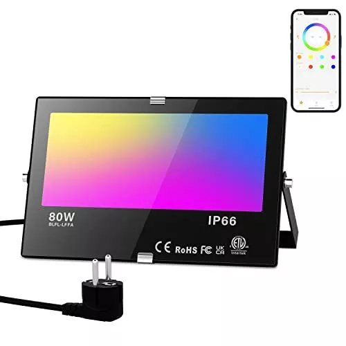 Projecteur Exterieur LED Couleur 80W 2700K Blanc Chaud IP66 Etanche RGB