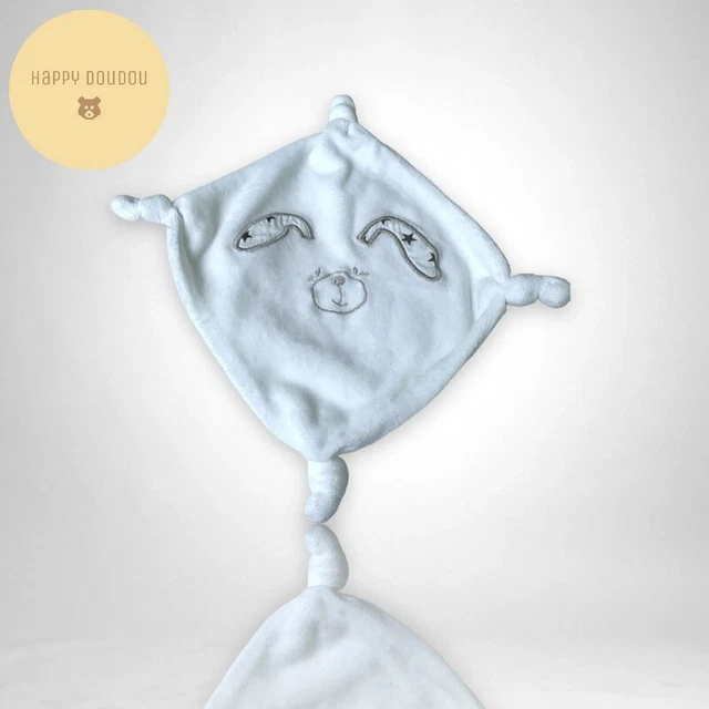 Doudou plat carré blanc lapin Auchan DP82
