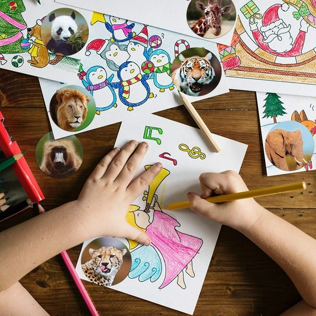 500 hojas/rollo para niños hágalo usted mismo Hogar Escuela Aprendizaje Animal Pegatina Auto