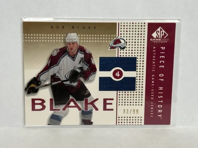 Rob Blake 2002-03 SP Game Used Edition Piece Of History Gold Jersey # PHRO 33/99