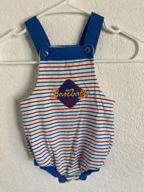 Health-tex One Piece Romper Baby Boy Size 12 Months Baseball Striped Vintage