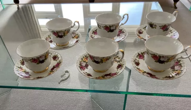 Tea Cup and Sauce, Royal Imperial, Finest Bone China Summer-Time set of 6