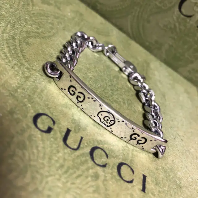 LOUIS VUITTON MEN'S Monogram Palladium Chain Bracelet M62486 Silver 18㎝  $300.00 - PicClick
