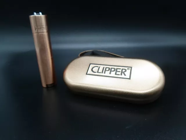 GENUINE Rose Golden Metal Clipper Lighter Refillable With Gift Case Tin No Gas