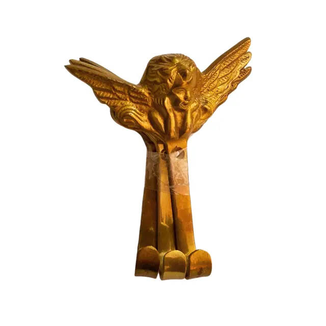 Vintage Brass Gold Angel Cherub Victorian Decorative Wall Hooks Hangers Set of 3