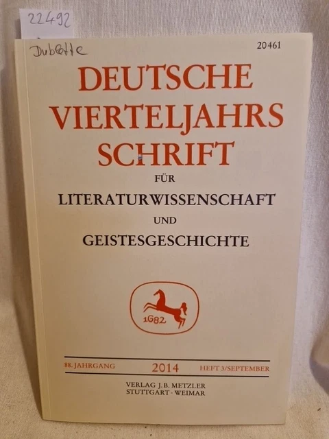 Deutsche Vierteljahrsschrift für Literaturwissenschaft und Geistesgeschich 22492