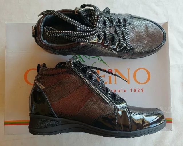 chaussures en cuir noir neuves Geo Reino Barabe taille 38 (pa)