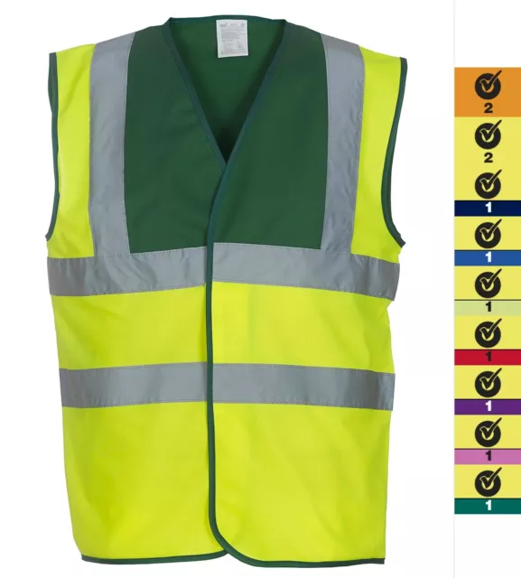 2er Pack Yoko Hi Vis 2 Warnweste Sicherheit Reflektor 3M Band & Brace Waistcoat