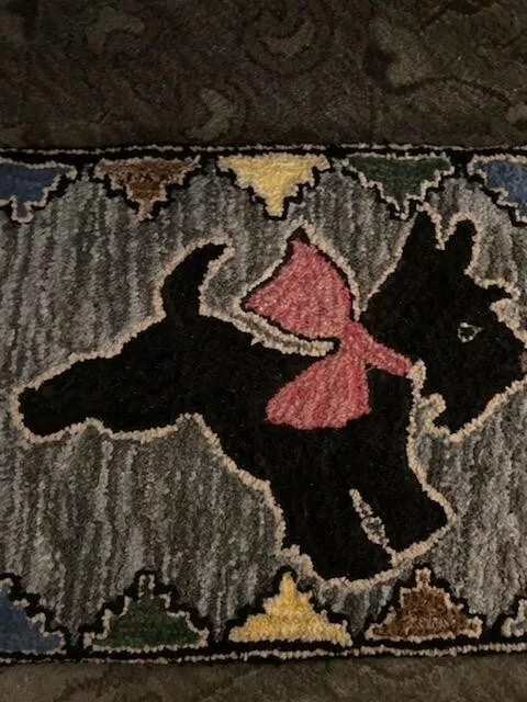 Scottie Dog Hand Hooked Rug 35 inches by 22. inches