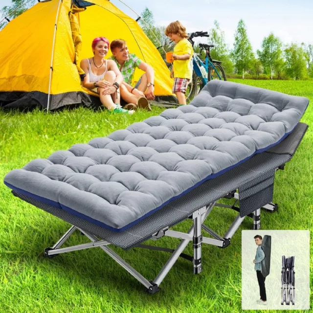 Folding Camping Cot Portable Military Cots Sleeping Bed Comfort Matter Carry Bag