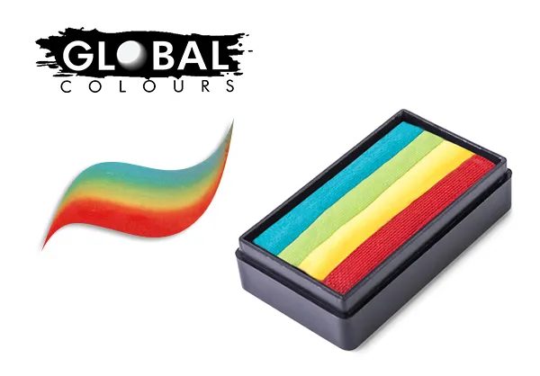 Global Colours 30g Zanzibar Fun Stroke Rainbow Cake, Professional Face Paint