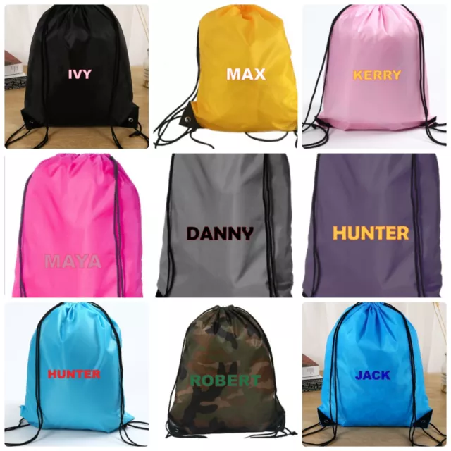 Personalised Waterproof Sport Drawstring Bag Swim PE Dance Girl Boy School Balle