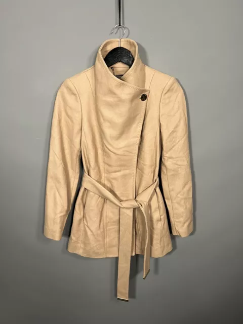 TED BAKER WOOL CASHMERE Coat Size 0 UK6 Camel Great