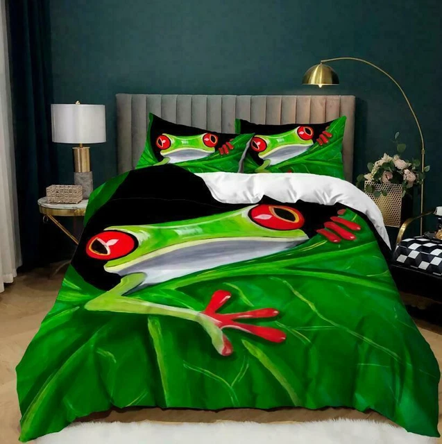 TREE FROG CARTOON Green Quilt/Doona/Duvet Cover Single/Double/Queen
