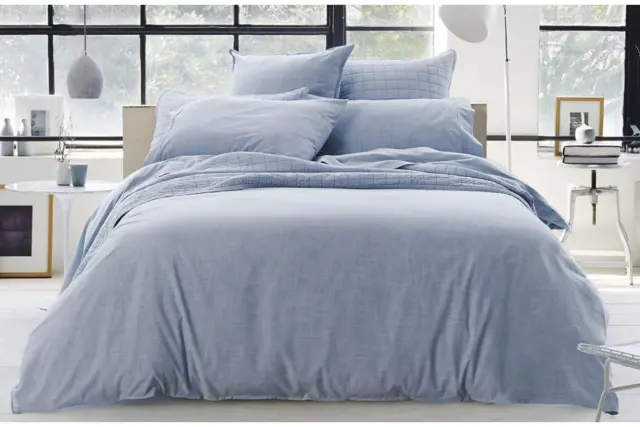 Sheridan Reilly Super King Quilt Cover Set In Chambray  - Brand New -