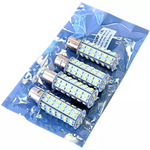 Paquete de 4 HQRP 1156 BA15S Blanco 66-SMD LED Bombilla de luz de señal...