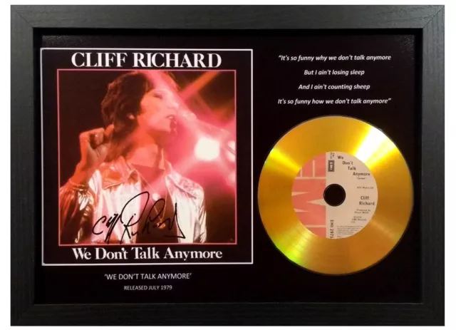 Cliff Richard 'We Don't Talk Anymore' Signed Photo Gold Disc Memorabilia Gift