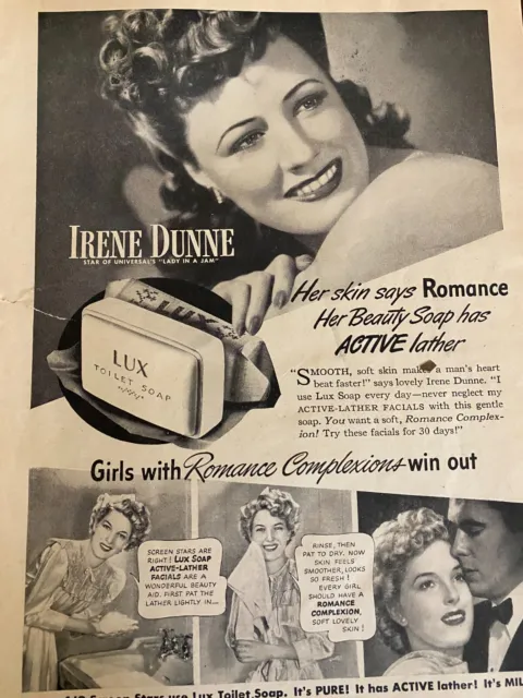 Irene Dunne, Lux Toilet Soap, Full Page Vintage Print Ad, a