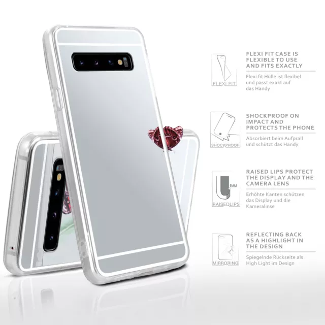 Hülle für Samsung Galaxy S10 Plus Silikon Case Cover Spiegelhülle  Dünn Metallic 3