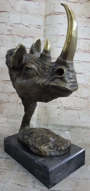 Stunning and Lifelike Bronze Rhino Sculpture Bust Head by Dali Hot Cast Artwork
