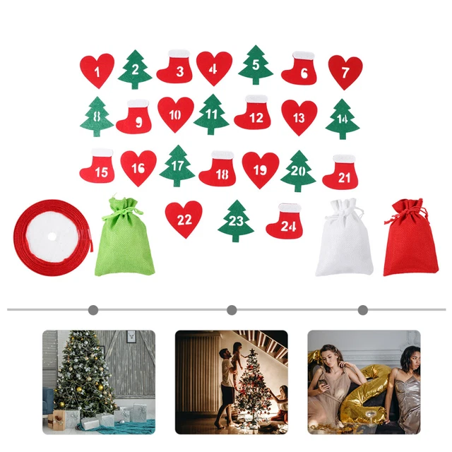 24 piezas calendario de adviento de Navidad bolsas de regalo sacos cordón colgante