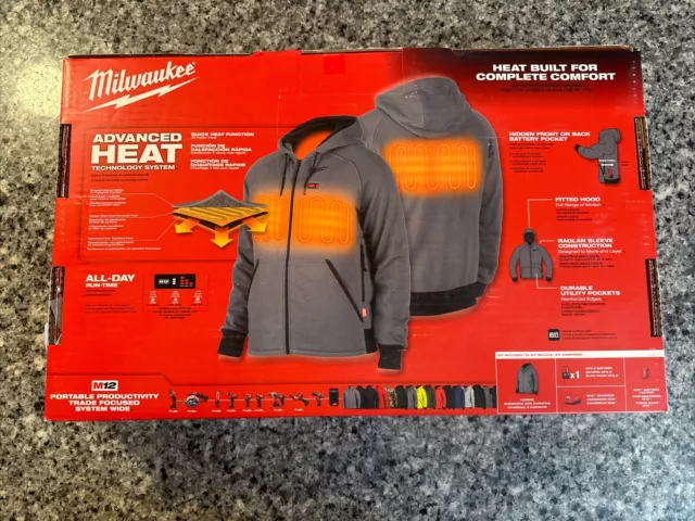 MILWAUKEE 306G-212X M12 2.0 Lithium-Ion Gray Heated Jacket Hoodie Kit ...