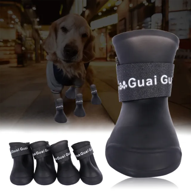 4X Silicone Pet Dog stivali impermeabili Scarpe pioggia protettive antiscivolo
