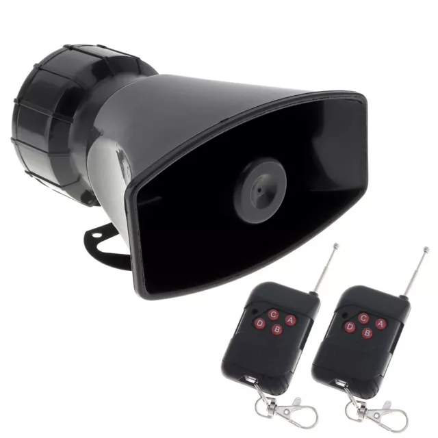 100W 12V 7 Sound Loud Car Alarm Horn Siren with PA Speaker MIC System + 2 Remote