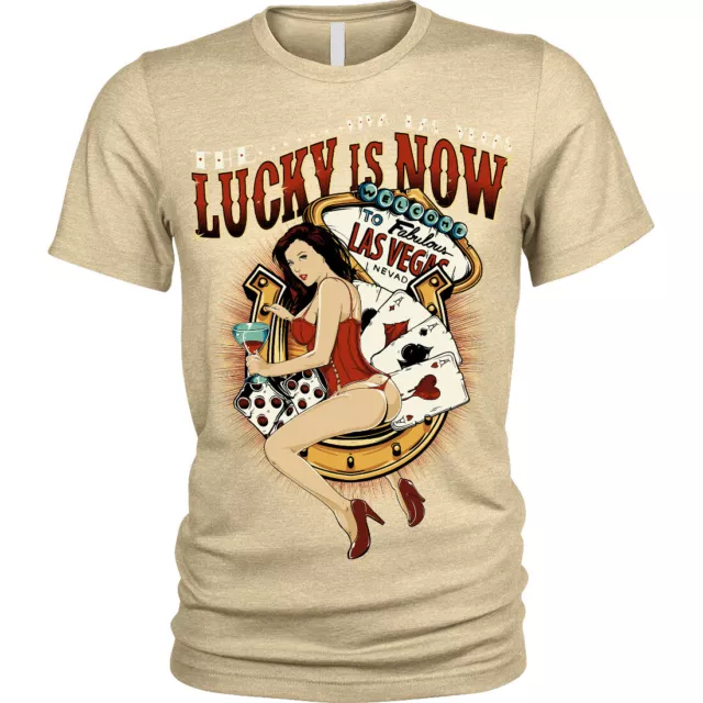 Il Portafortuna È ora T-Shirt Las Vegas Casinò Carte Pinup Unisex da Uomo